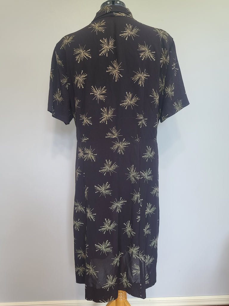 Plus Size Black Rayon Firework Print Dress(B-57' W-49' H-62') — image 3