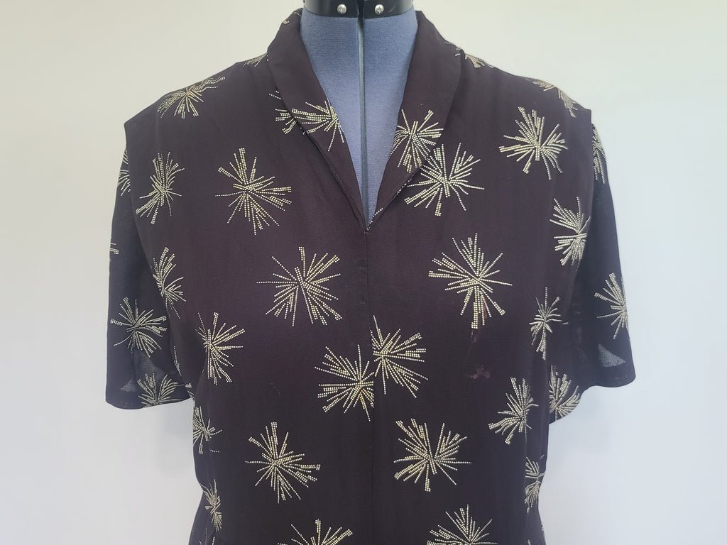 Plus Size Black Rayon Firework Print Dress(B-57' W-49' H-62') — image 5