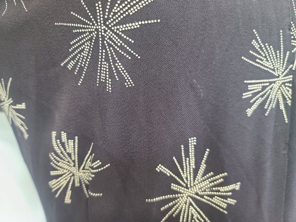 Plus Size Black Rayon Firework Print Dress(B-57' W-49' H-62') — image 9