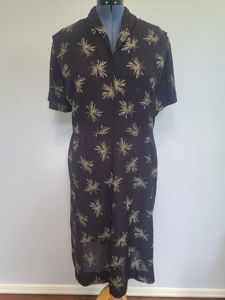 Plus Size Black Rayon Firework Print Dress(B-57' W-49' H-62')