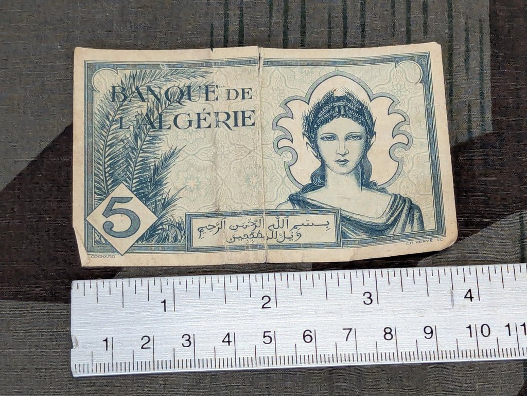 1942 5 Franc Algerian Note — image 2