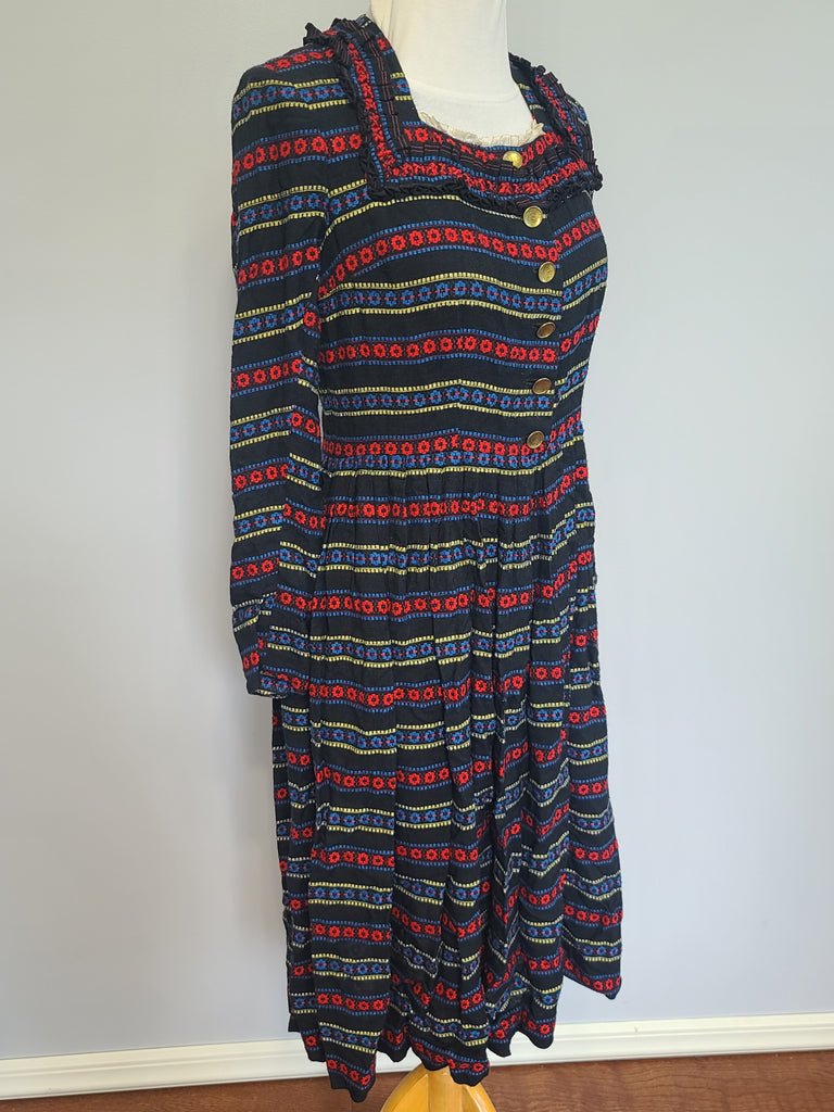 German Long Sleeve Stripe Print Dirndl Dress(B-36' W-30') — image 2