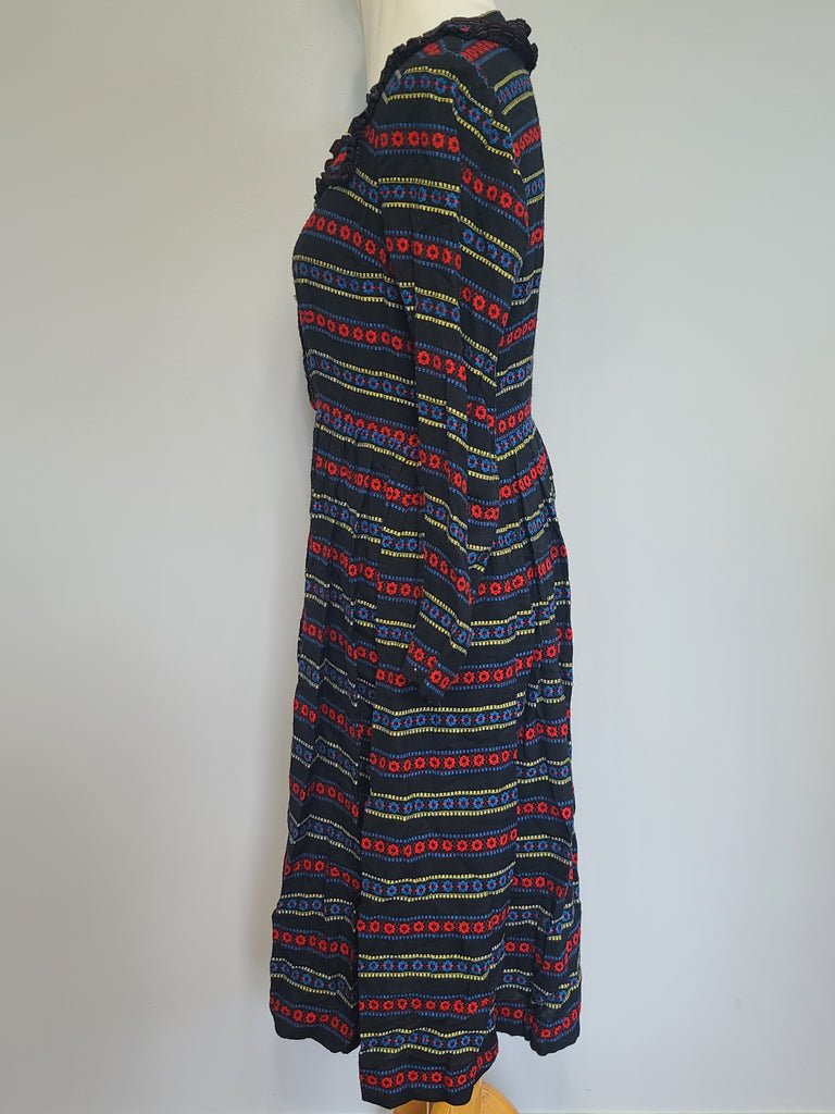 German Long Sleeve Stripe Print Dirndl Dress(B-36' W-30') — image 4