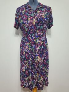 Purple Flower Print Dress(B-48' W-40' H-49')