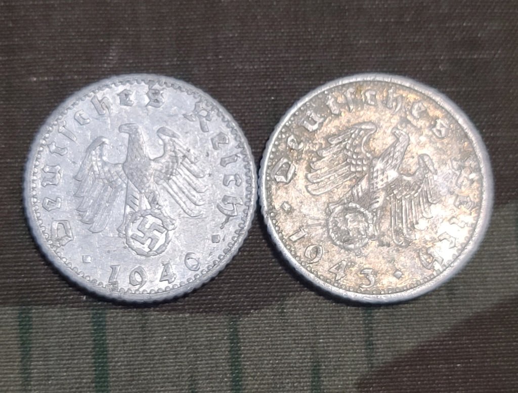 Lot of Two 50 Reichspfennig Coins — image 2