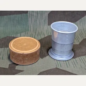 Collapsible German Aluminum Cup w Cardboard Container