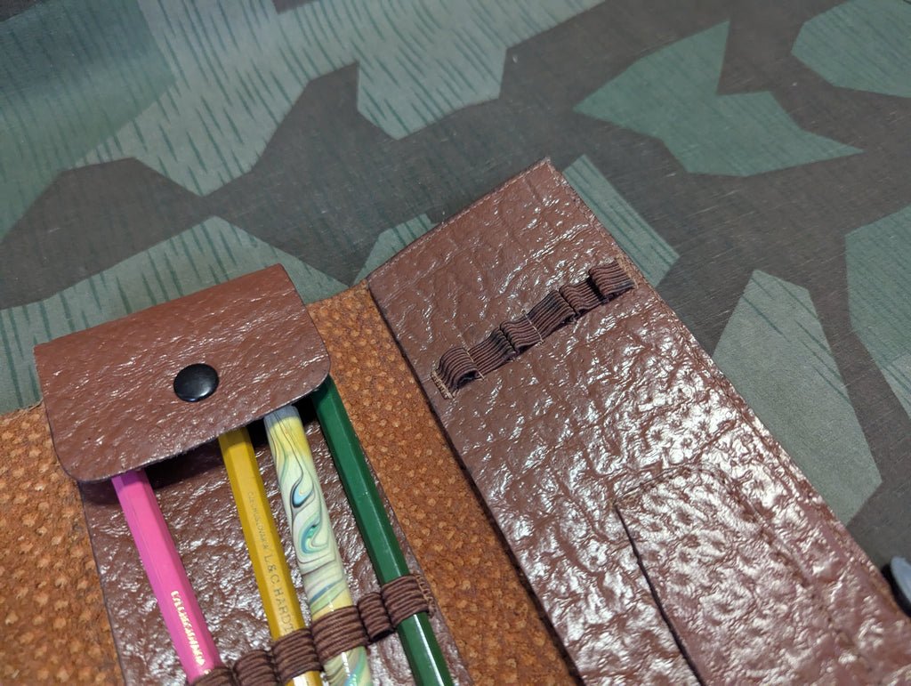 Leather Pen and Pencil Case With Contents — image 3