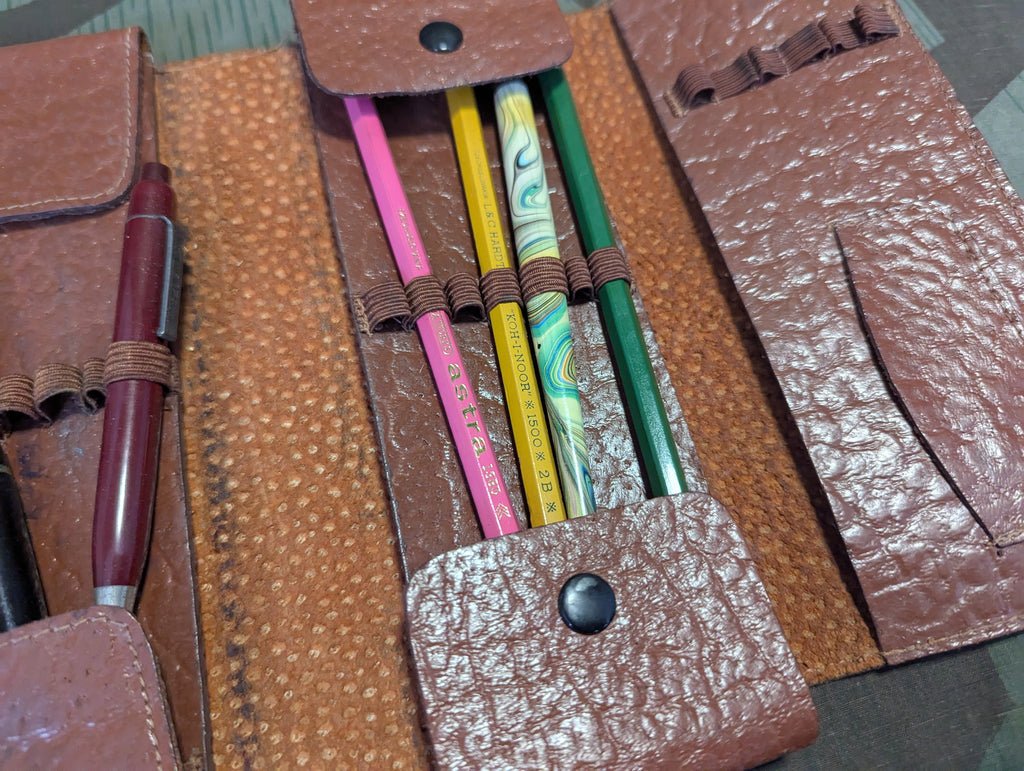 Leather Pen and Pencil Case With Contents — image 4
