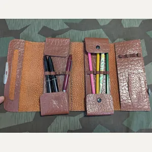 Leather Pen and Pencil Case With Contents