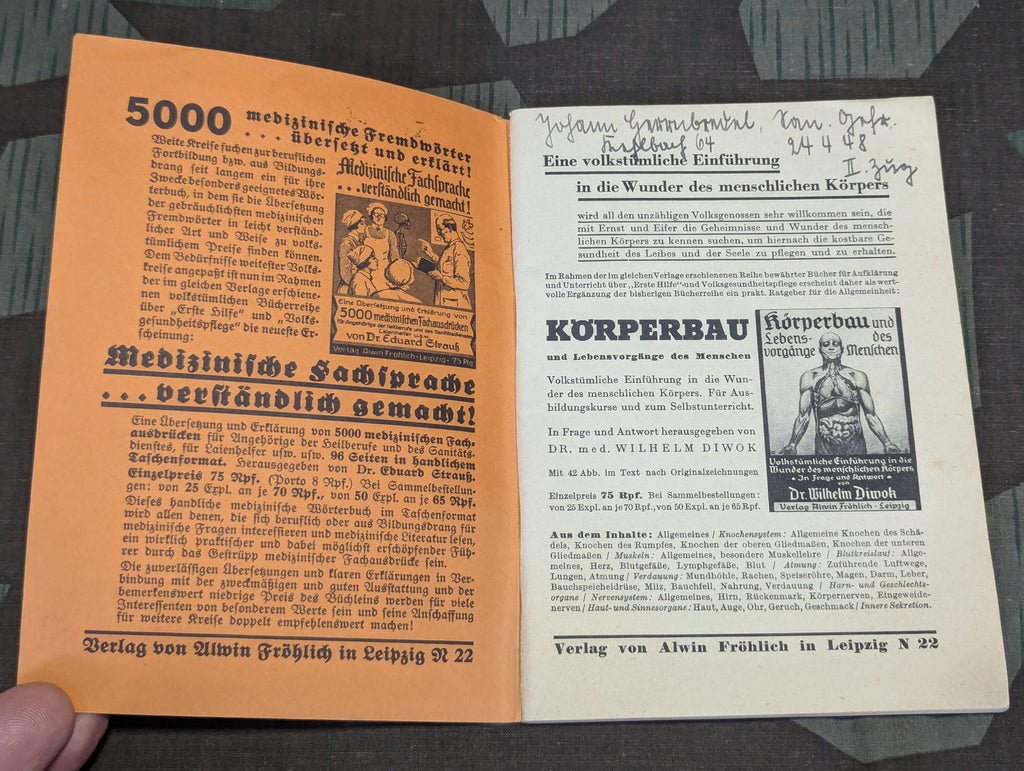 Wie Pflege Ich Kranke? First Aid Book 1940 3./Kr.Trsp.Abt. 572 — image 3