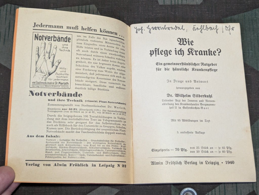 Wie Pflege Ich Kranke? First Aid Book 1940 3./Kr.Trsp.Abt. 572 — image 6