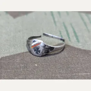 Silver Enamel Small German Ring AS-IS