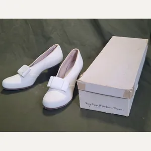 White Marine Corps Bow Pump Shoes in Box