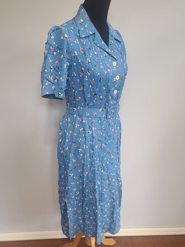 Blue Flower Print Dress and Belt(B-41' W-36' H-44') — image 4