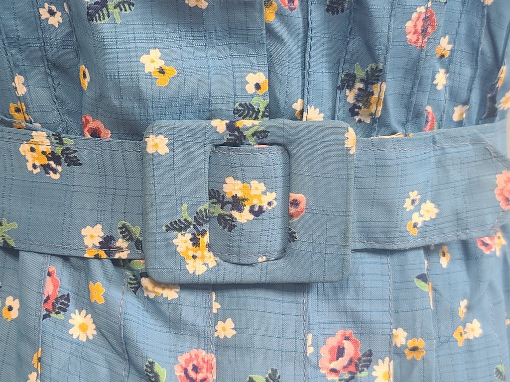 Blue Flower Print Dress and Belt(B-41' W-36' H-44') — image 7