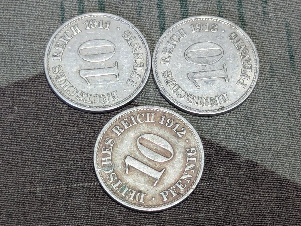 Pre-WWI 10 Pfennig German Coins 1911-1913 (Lot of 8) — image 3