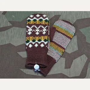 German Brown Patterned Mittens (Small)