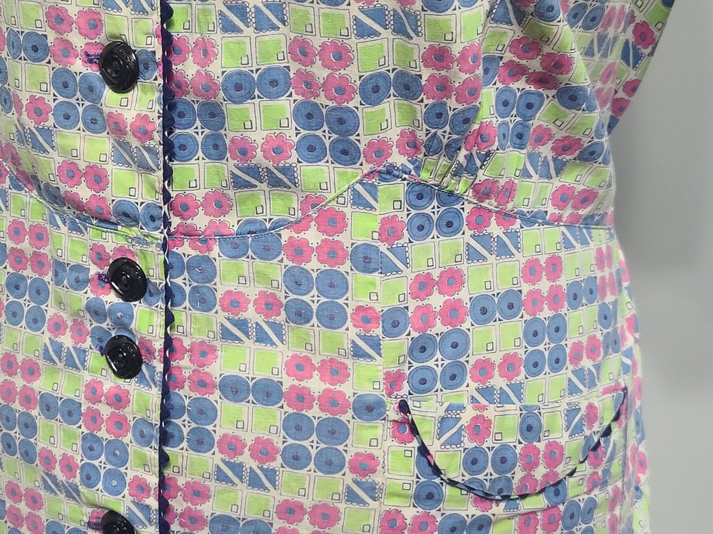 Colorful Print Button Down Dress(B-52' W-44.5' H-52') — image 8