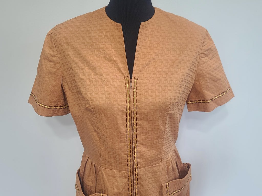 Brown Zipper Front Dress(B-40' W-31.5' H-40') — image 5