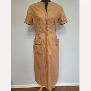 Brown Zipper Front Dress(B-40' W-31.5' H-40')