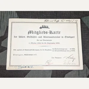 1934-35 Mitglieds-Karte Membership Card History and Antiquities Association