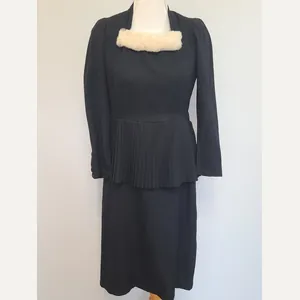 German Black Dress with Fur Trim(B-34' W-29.5' H-38')