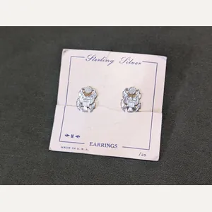 US Army Eagle Screw Back Earrings on Card