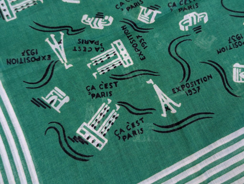 1937 French Paris Exposition Souvenir Scarf — image 2