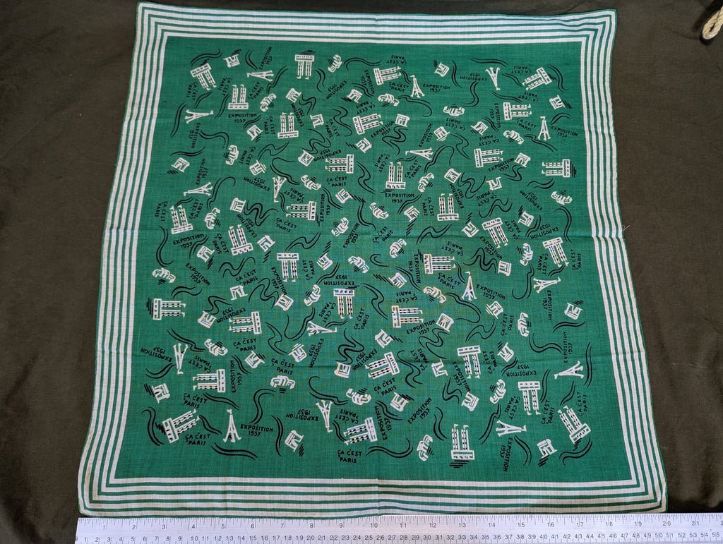1937 French Paris Exposition Souvenir Scarf — image 3