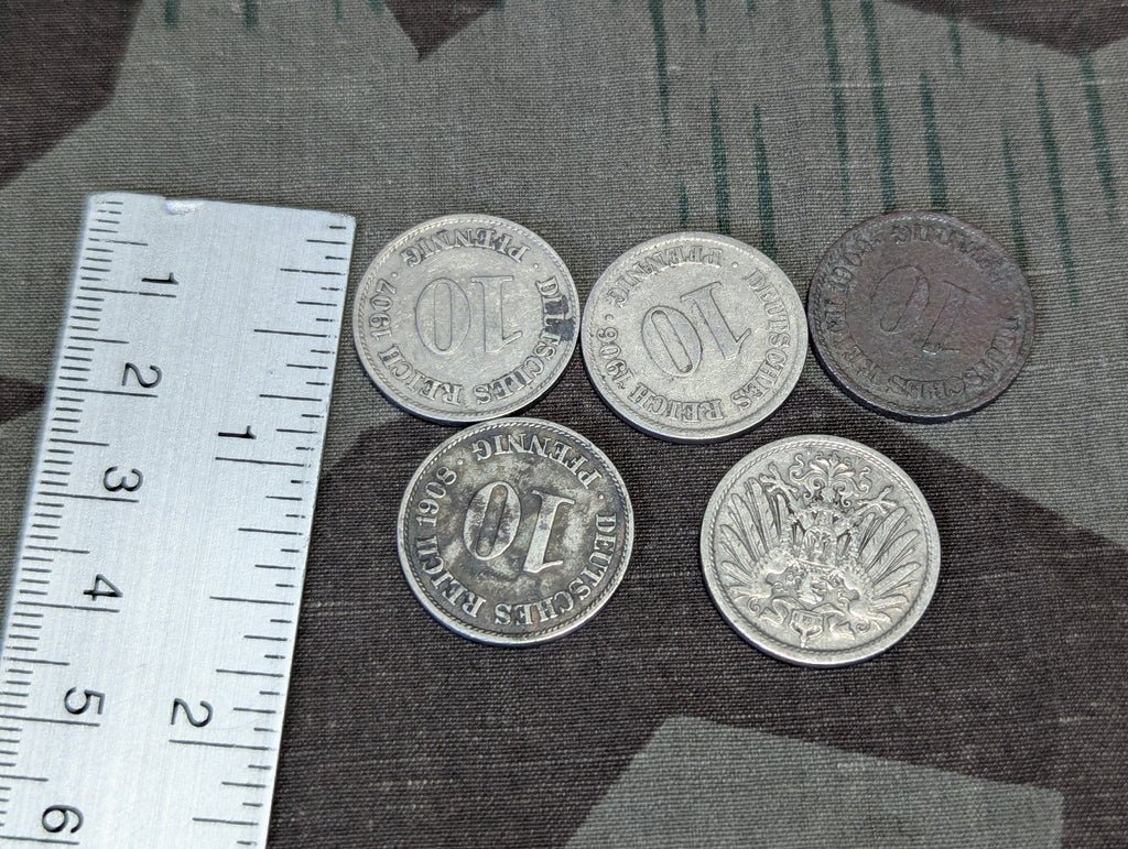 Lot of 5 pre-WWI German Coins 1906-1909 — image 2