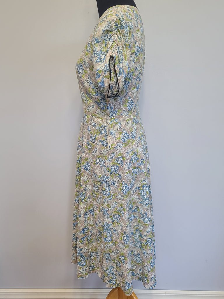 Light Blue and Green Flower Print Dress(B-37' W-28.5' H-39') — image 2