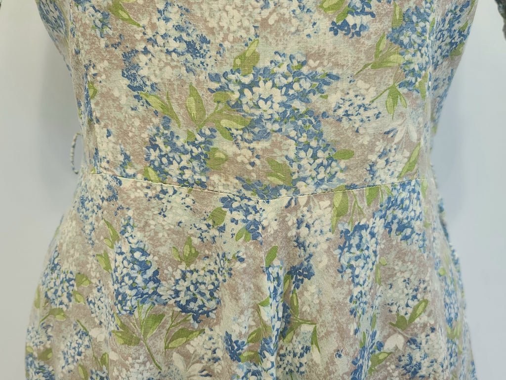 Light Blue and Green Flower Print Dress(B-37' W-28.5' H-39') — image 6