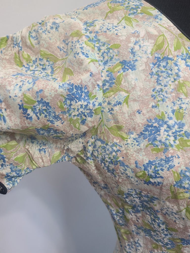Light Blue and Green Flower Print Dress(B-37' W-28.5' H-39') — image 7