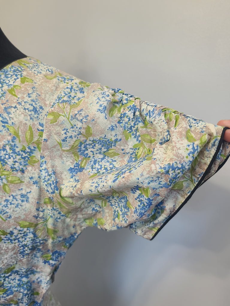 Light Blue and Green Flower Print Dress(B-37' W-28.5' H-39') — image 8