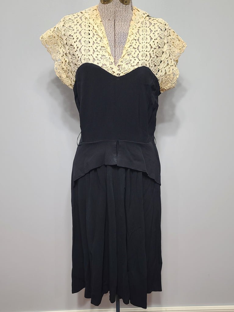 Black Rayon Peplum Dress with Lace Top(B-34' W-27' H-37') — image 13