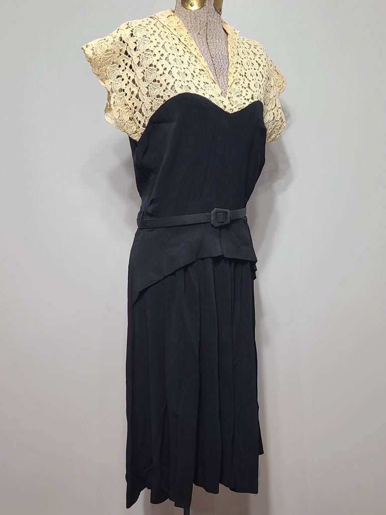 Black Rayon Peplum Dress with Lace Top(B-34' W-27' H-37') — image 4