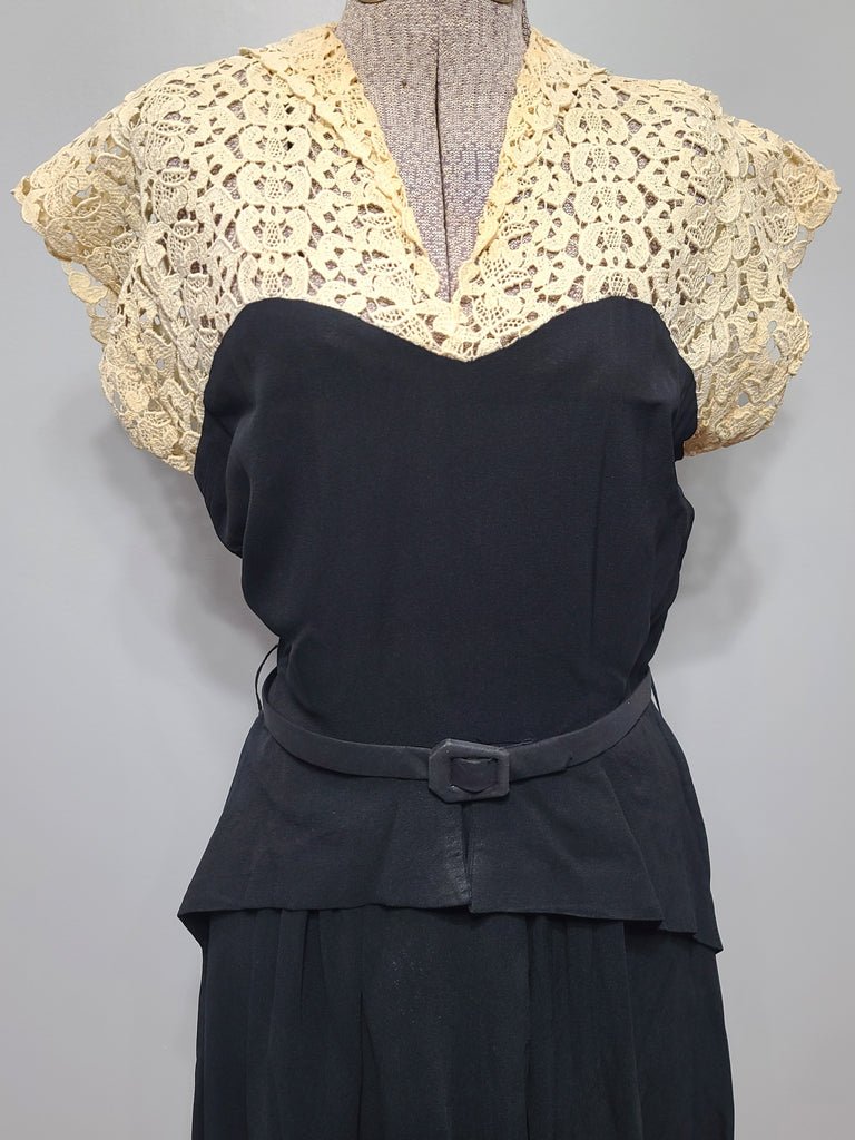 Black Rayon Peplum Dress with Lace Top(B-34' W-27' H-37') — image 5