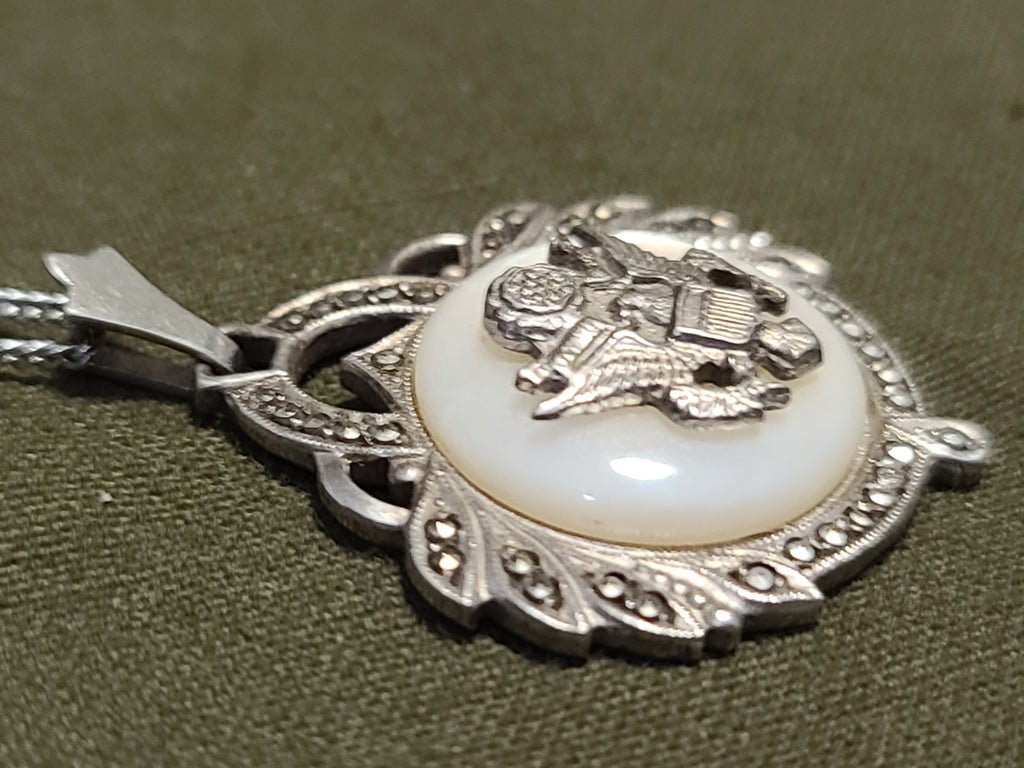 Army Eagle Marcasite Sweetheart Necklace — image 6