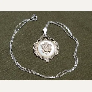 Army Eagle Marcasite Sweetheart Necklace