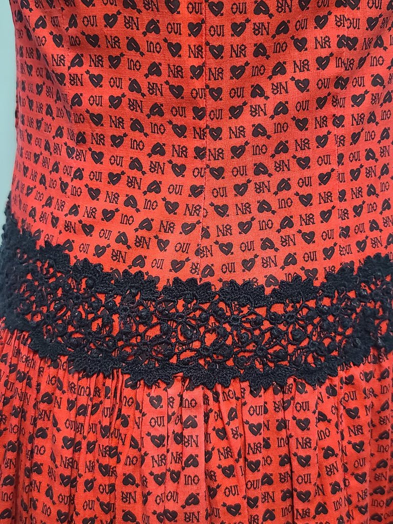 Heart Novelty Print French Oui Non Dress(B-36' W-29' H-37') — image 15