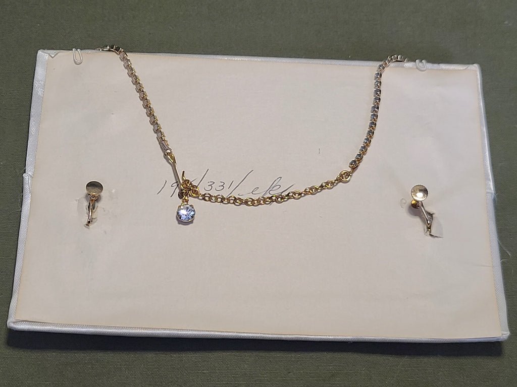 Blue Rhinestone Necklace and Screwback Earrings Set — image 7