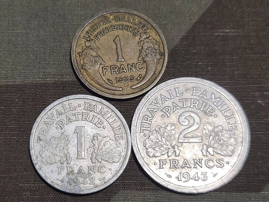 Lot of 3 French Franc Coins — image 2