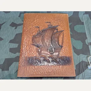 Vintage German Desk Blotter with Ship Motif