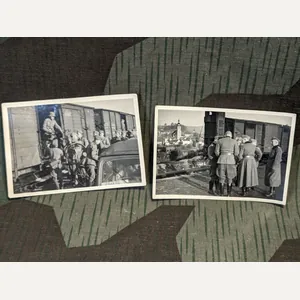 Two Photos Soldiers Unloading Supplies