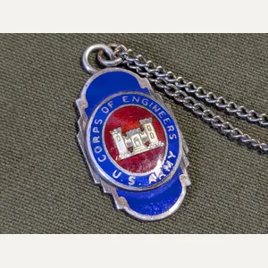 US Army Engineer Enamel Sweetheart Necklace