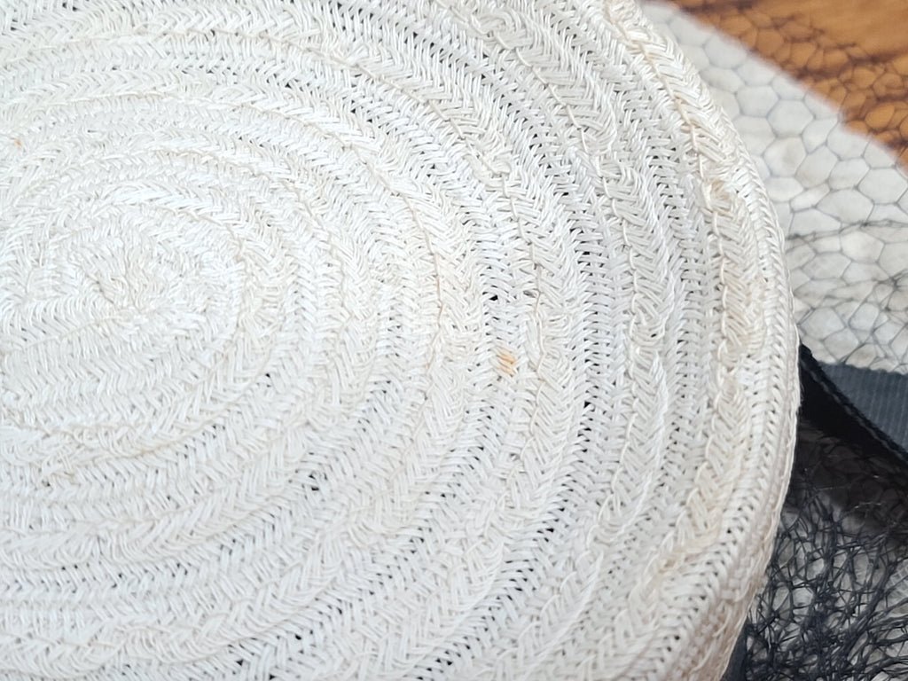 White Straw Tilt Hat with Netting — image 12