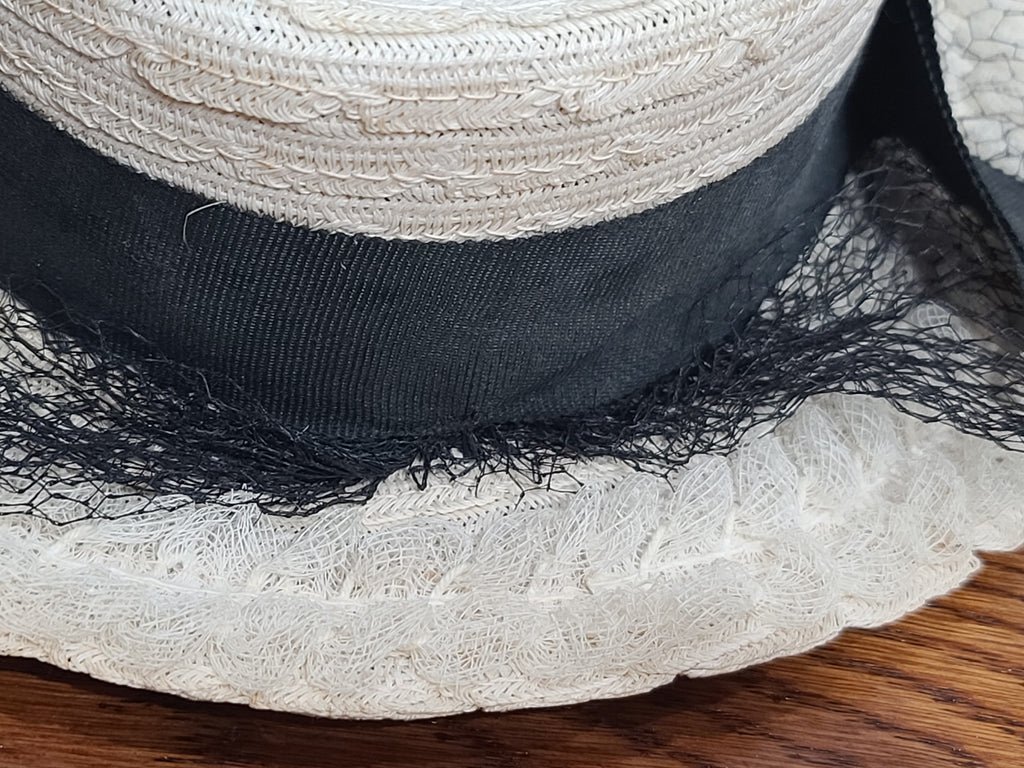 White Straw Tilt Hat with Netting — image 13