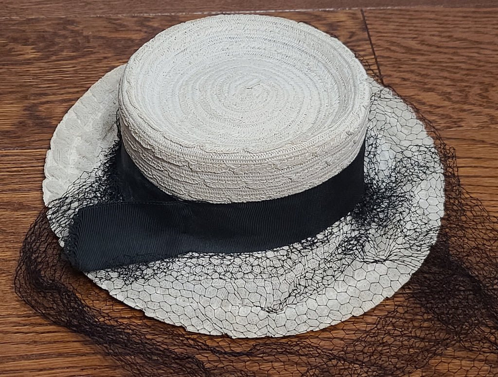 White Straw Tilt Hat with Netting — image 14