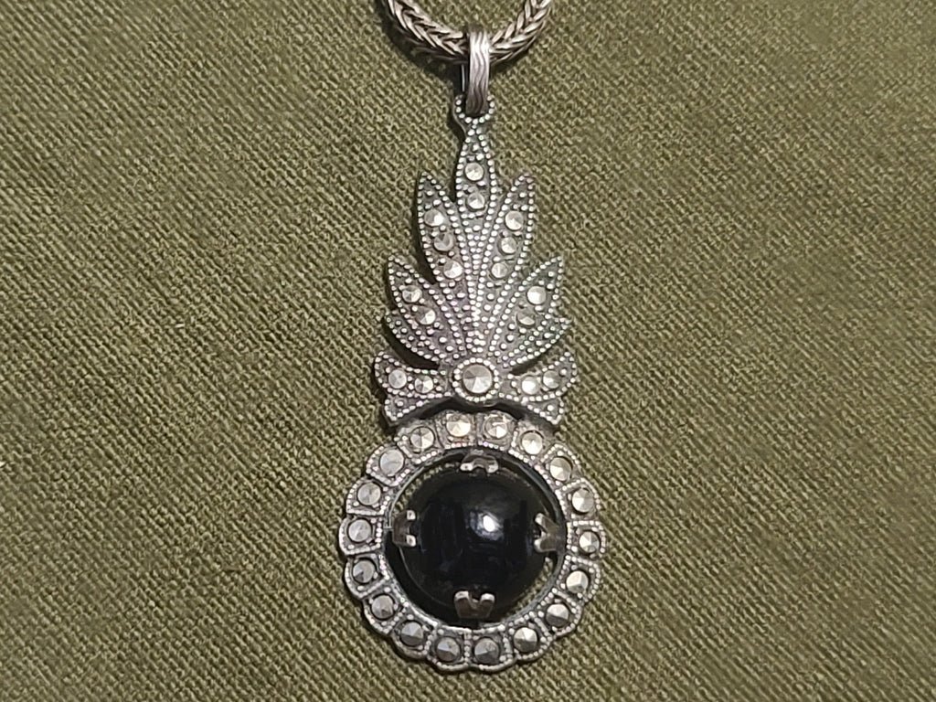 Sterling Silver Marcasite Necklace 925 Italy — image 2