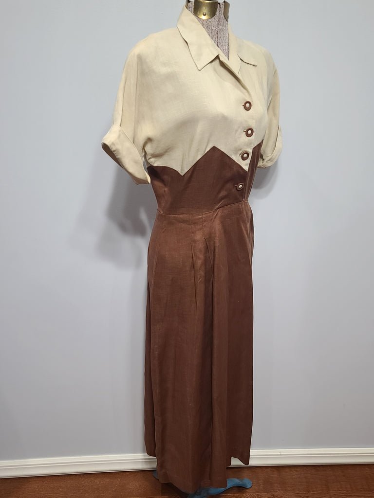 Brown and Tan Linen Dress(B-36' W-26.5' H-37') — image 4